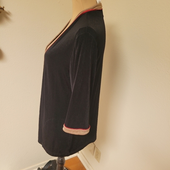 Chico's Travelers Black and Tan with Red Piping Cardigan - Picture 5 of 6